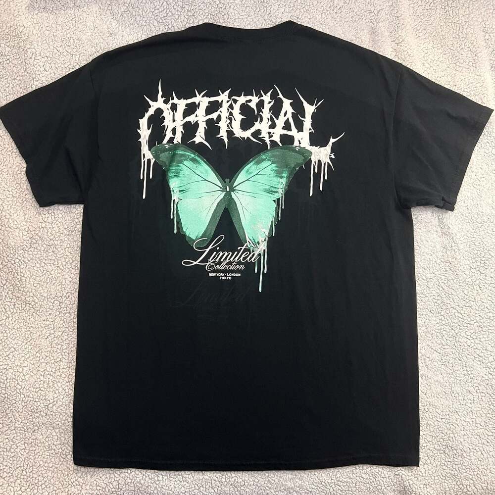 boohooMAN Black Oversized Limited Edition Butterfly Graphic T-Shirt Size Small